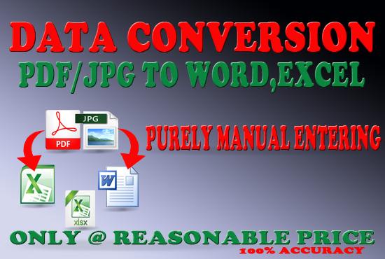 I will do data entry work and PDF/JPEG to editable fo...