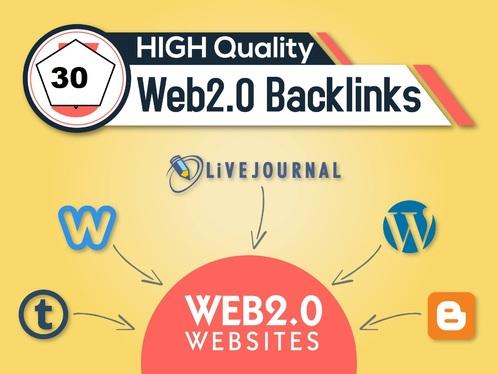 I will create 30 manually web 2 0 super blogs with lo...