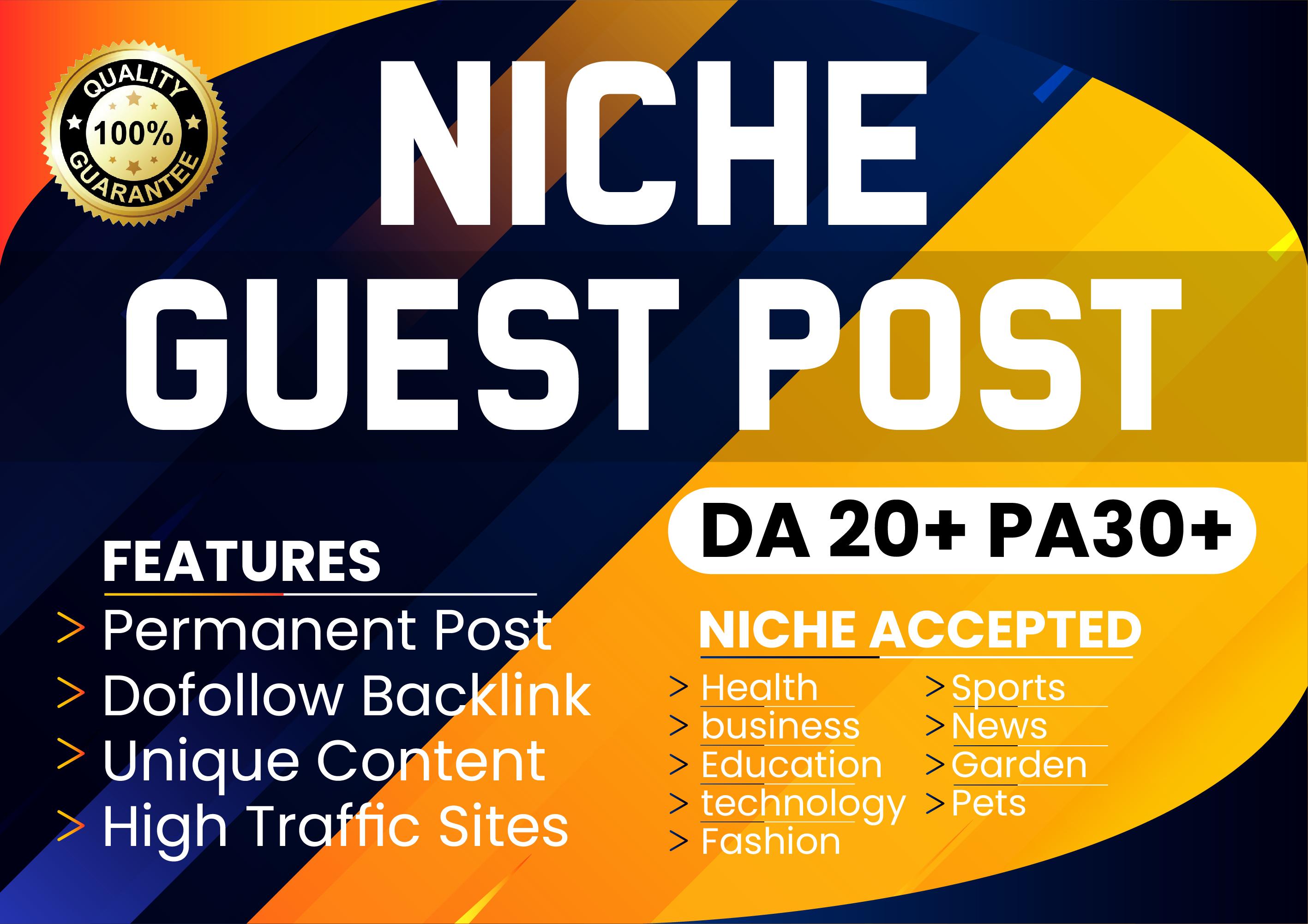 I will Publish Niche Guest Post On High DA PA Real Si...