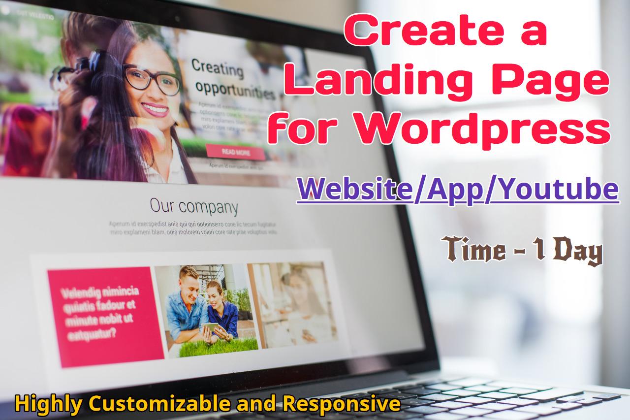 Create Custom Landing Page for Wordpress Website/App/...