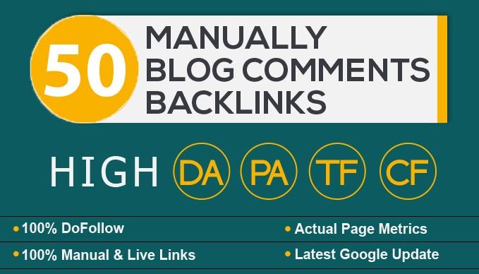 I will 50 blog comments backlinks high seo service ra...