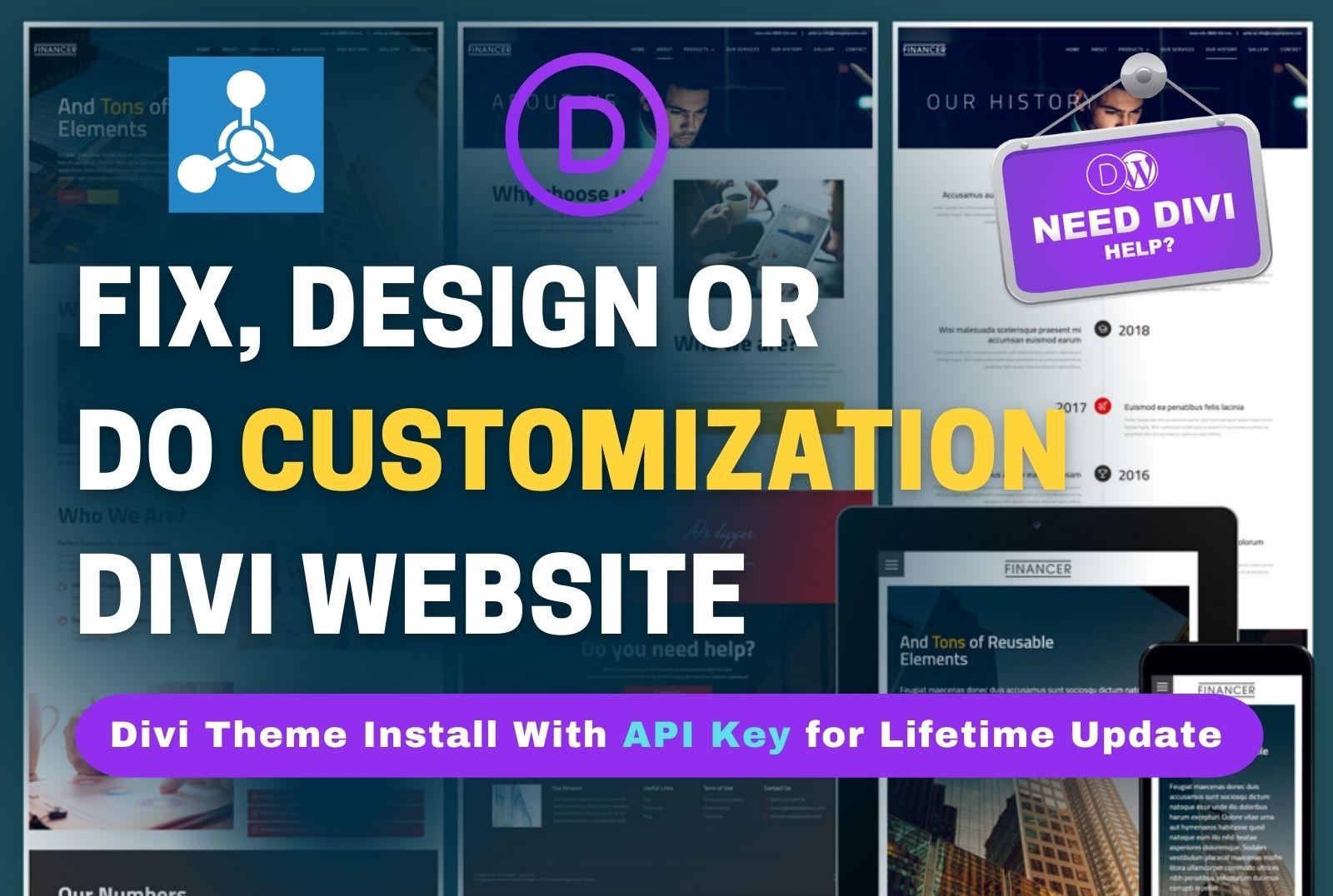 I am expert to build Divi website, Divi theme custom...
