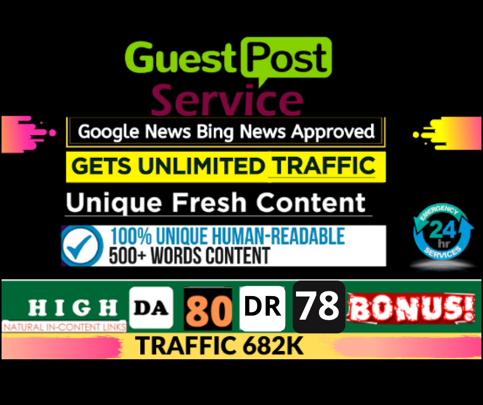 i will write and publish guest post on DA80 Google ne...