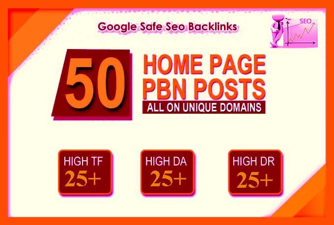 I will 50 high DA PA TF Homepage PBN Backlinks perman...