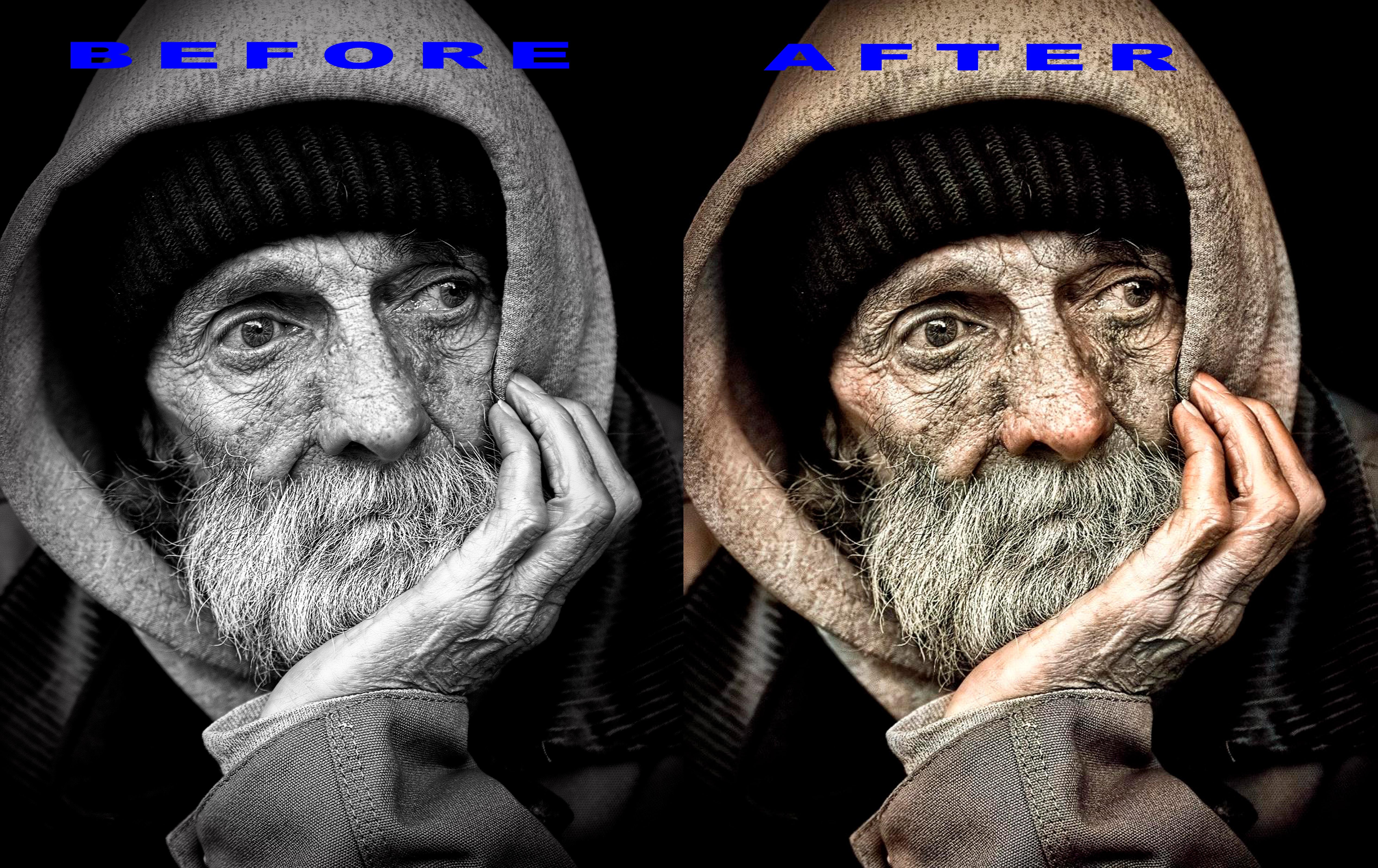 Coloring of black and white photos/images in color