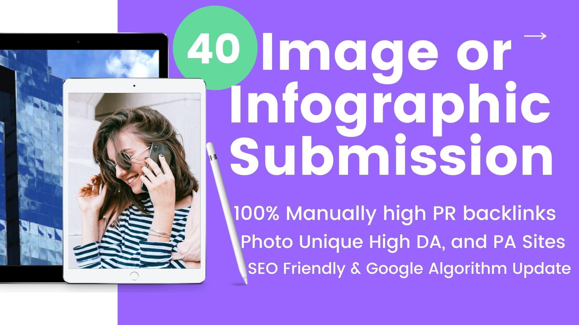 I will do 40 image or infographic submission on high ...