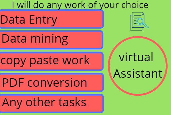 i will be your virtual assistant for data entry