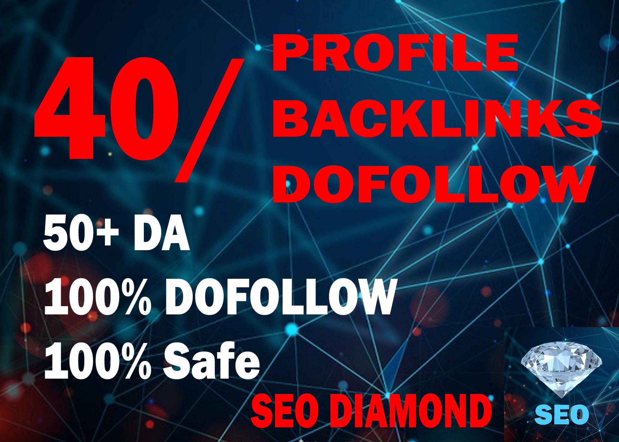I Will DO 40 High DA, PA Profile Backlinks Dofollow