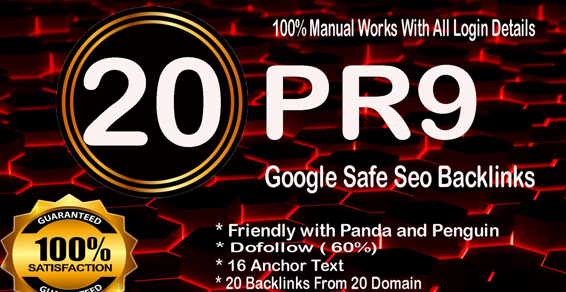 20 Pr9 High SEO Authority Backlinks For Rank your Web...