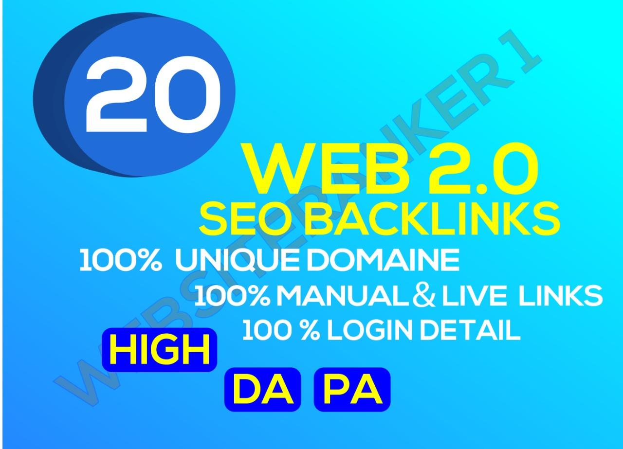 I will build 20 web 2.o Backlinks plus 50 blog commen...