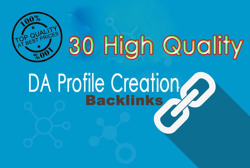 I will Creation 30 high profile DA backlinks