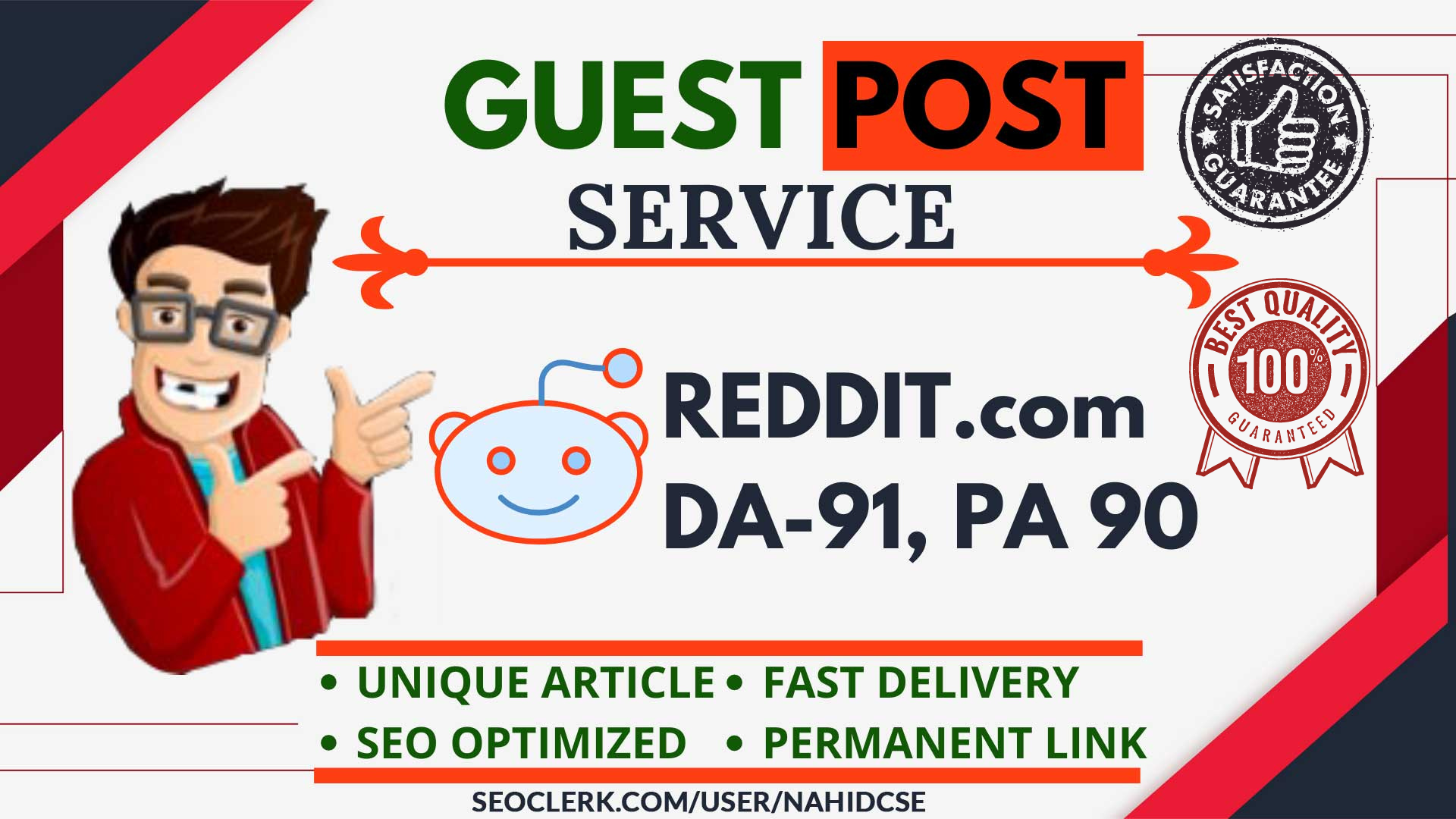 Powerful Guest Post on REDDIT. com DA 95+ high visito...