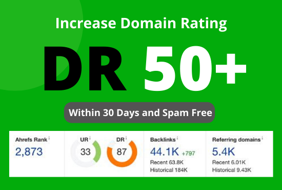 I will Increase domain rating ahref DR 50+ within 30 ...