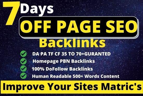 7days OFF PAGE SEO Dofollow High Quality Web 2.0 Back...