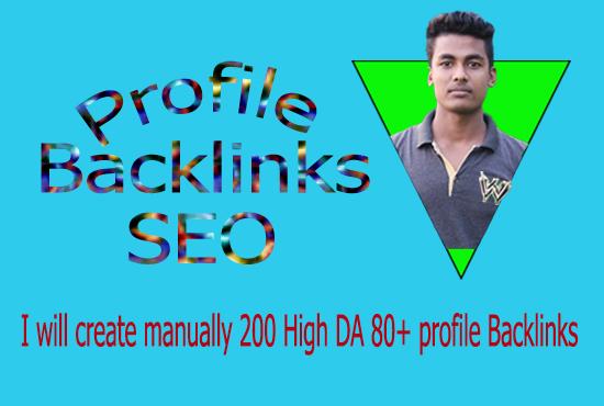 I will create manually 200 High DA 80+ profile Backli...