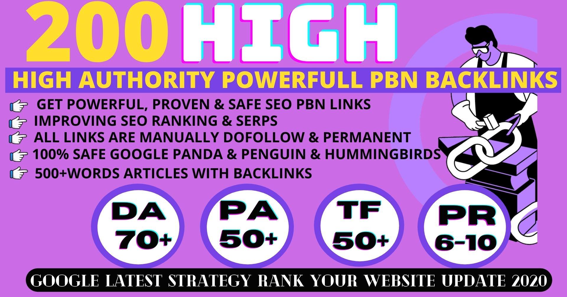 Build 200+ Permanent pbn backlinks DA70+ PA50+ PR6+ w...