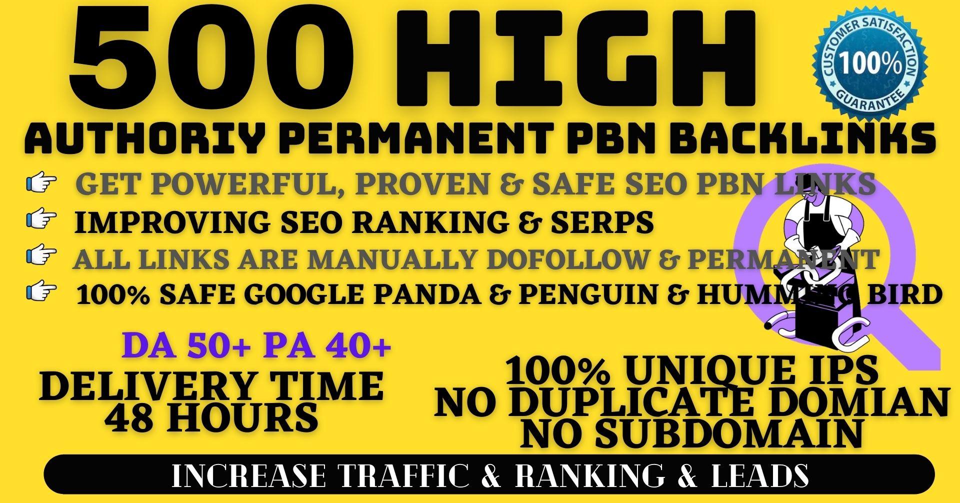 500+ Permanent PBN Backlinks Web2.0 With High DA50+PA...