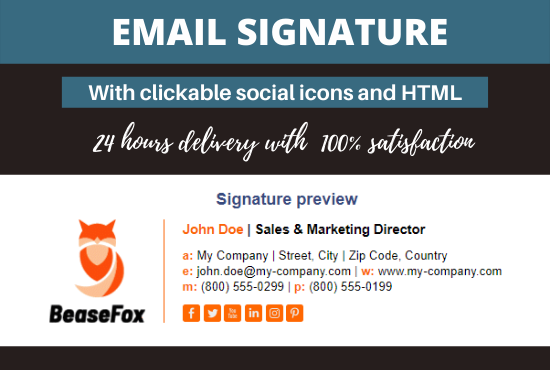 I will design a professional clickable HTML email sig...