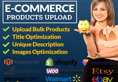 Upload eCommerce 100 products listing with SEO Optimi...