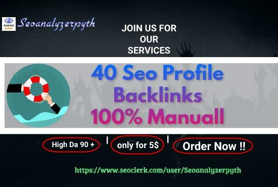 I Will Create 40 High DA and PA Social Profile Backli...