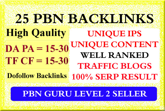 I will do 25 pbn backlinks high tf cf da pa dofollow ...