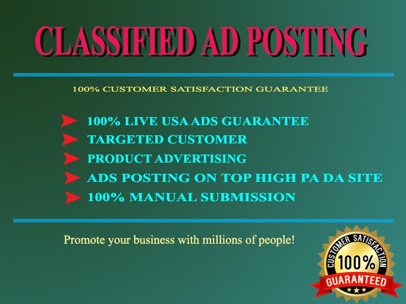 I will do 50 classified ads submission, manually in ...