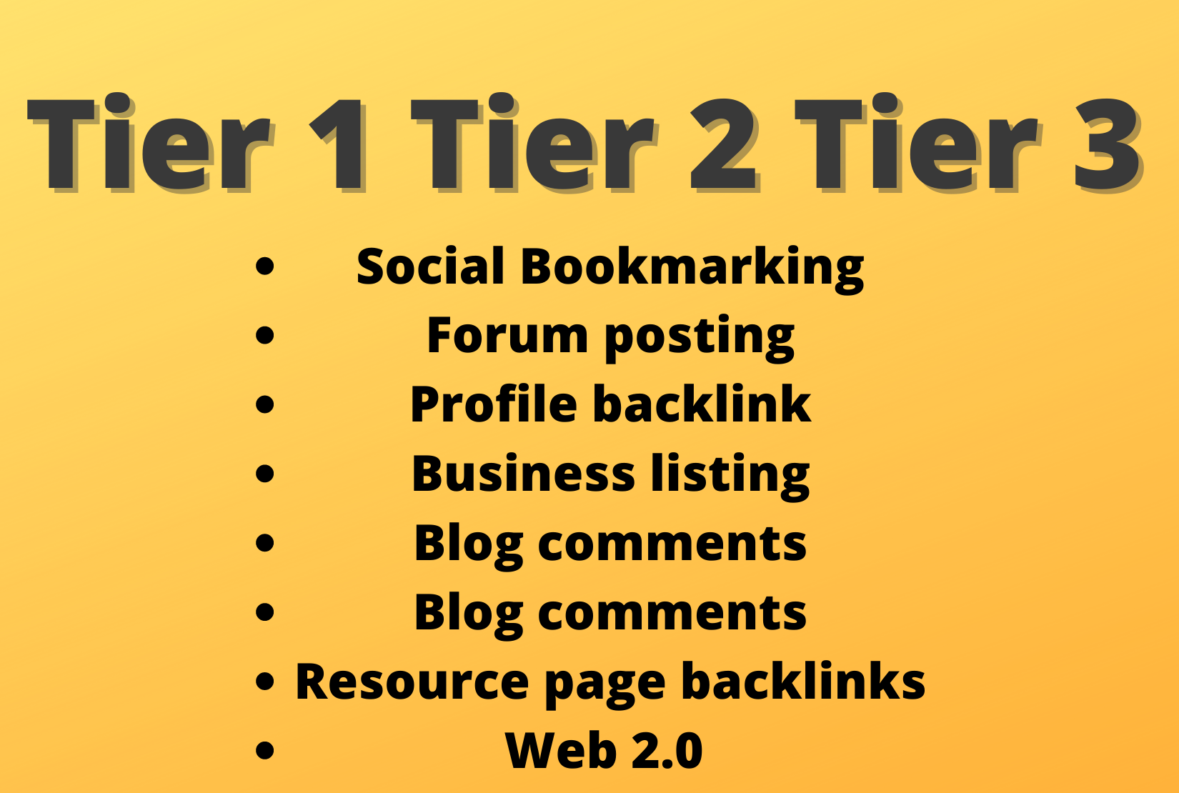 I will do high quality tier 1 tier 2 tier 3 backlinks...