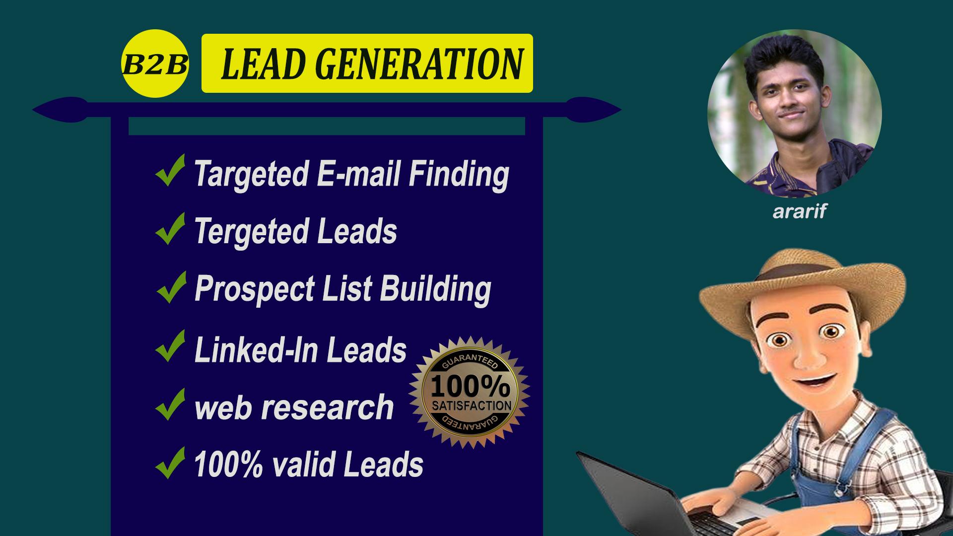 I will find targeted b2b leads and prospect list buil...