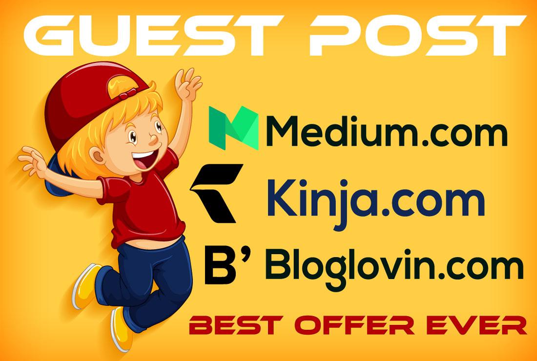 I will write and publish 3 high da guest post service...