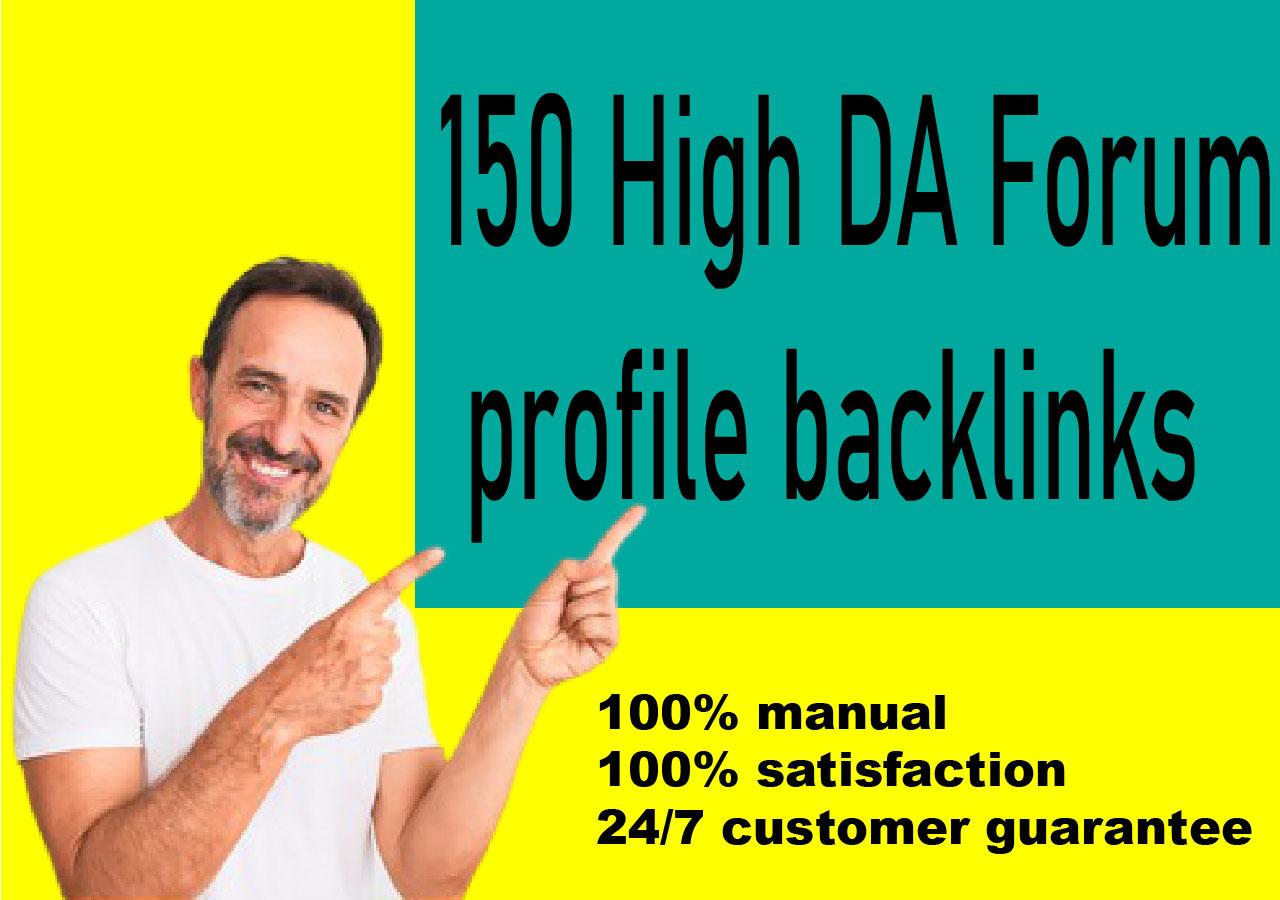 I will do 150 high da dofollow forum profile backlink...