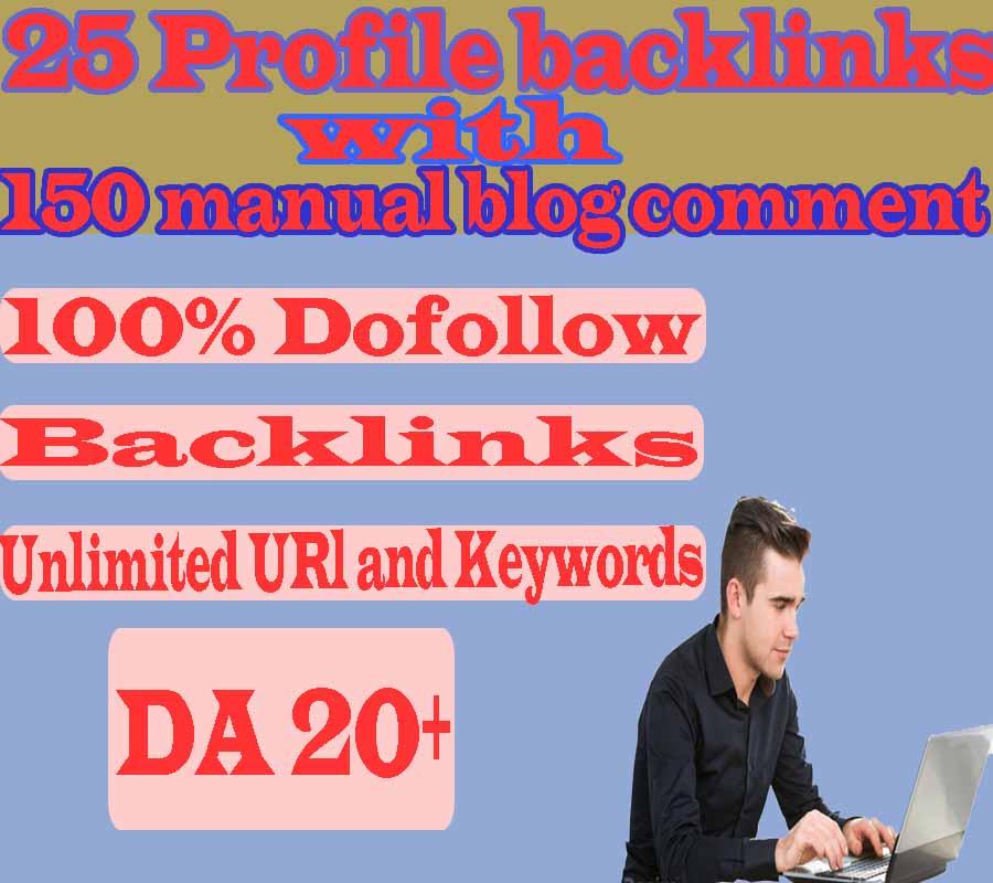 I will do 25 profile with 150 Manual dofollow blog co...