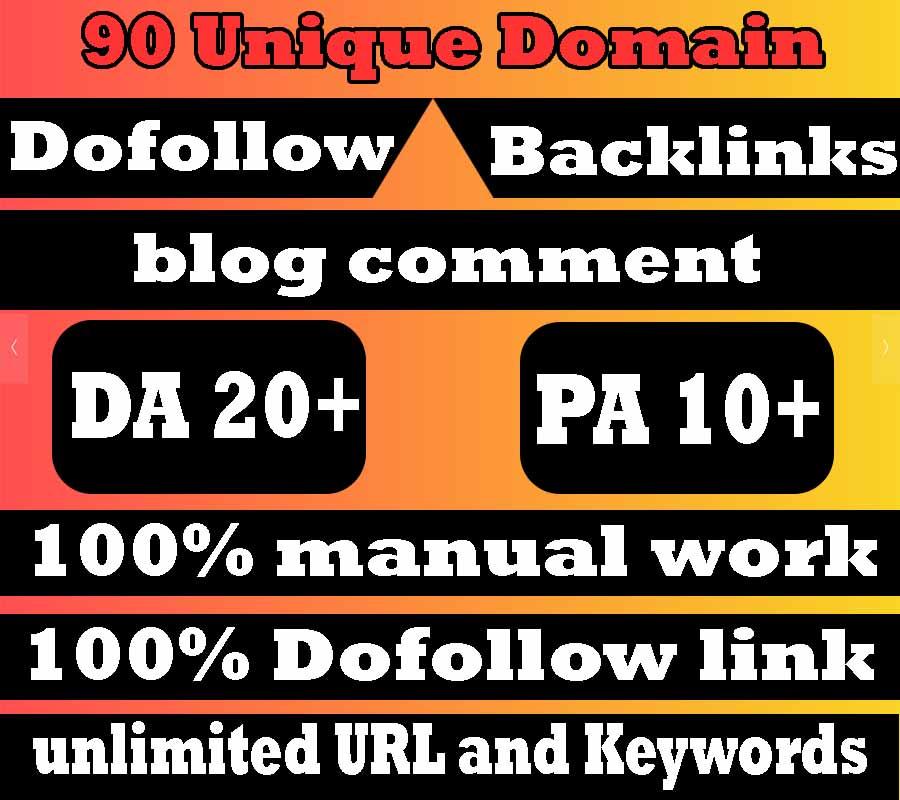 i will do 90 unique domains dofollow Blog comments DA...