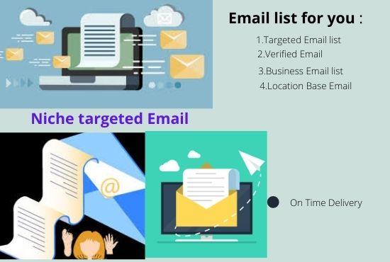 I will provide niche targeted Email list for your Bus...
