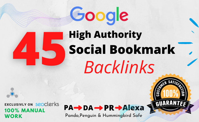 I will create 45 social bookmarking backlinks manuall...