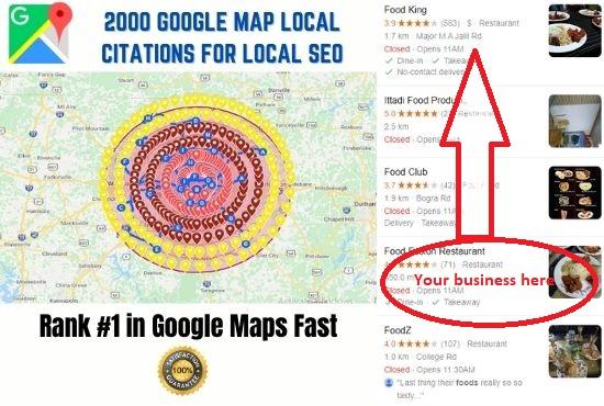 I will create 2000 google map local citations for loc...