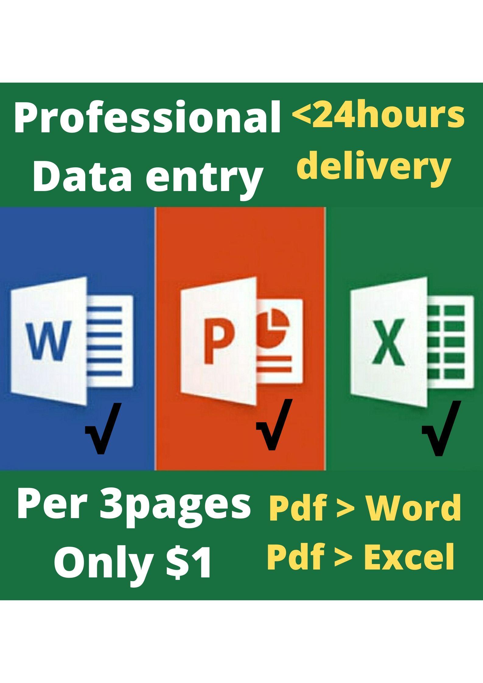 Data entry, copy paste, typing, pdf/image to Word/...