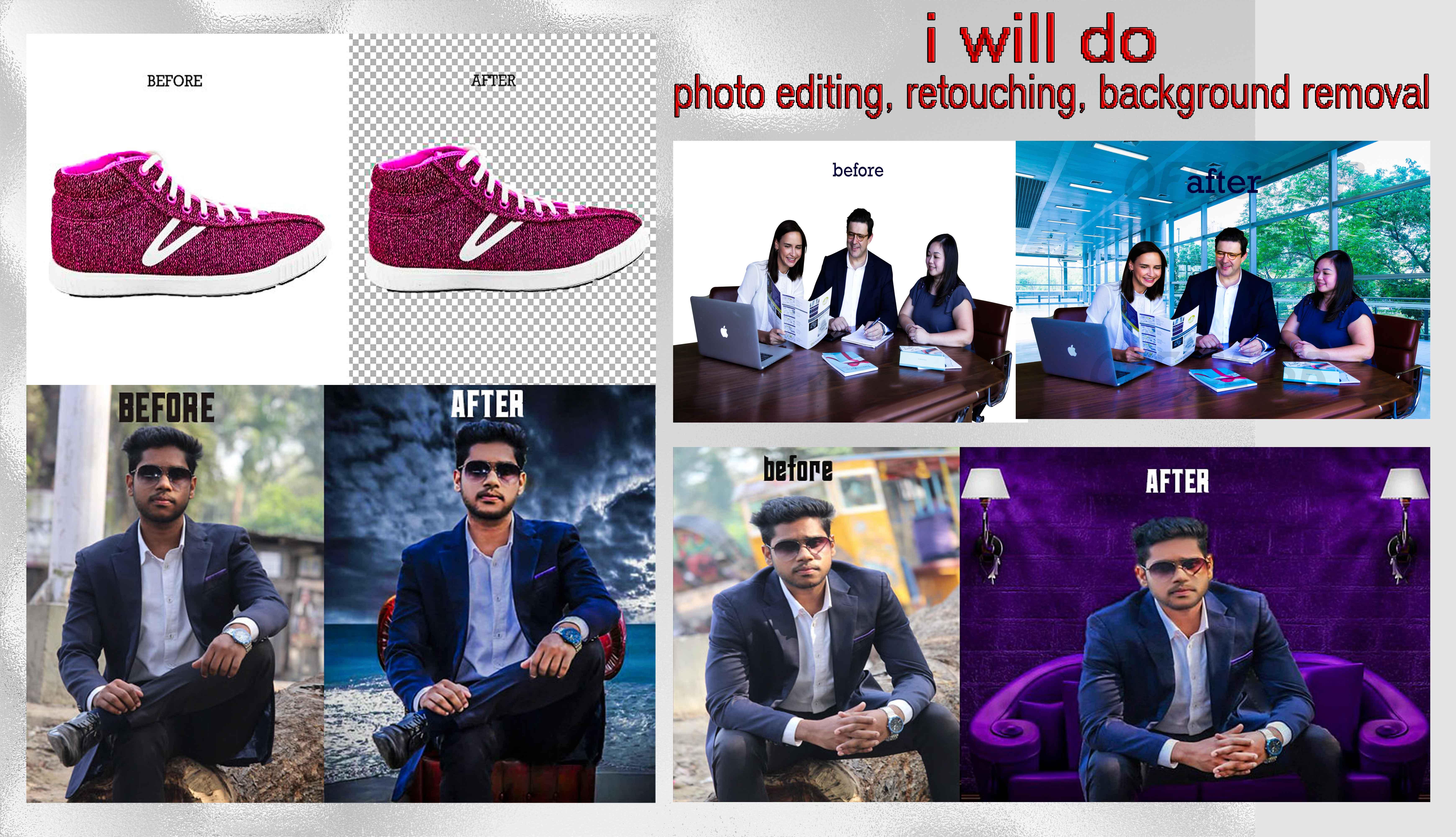 I will do any kind of photoshop photo editing, retou...