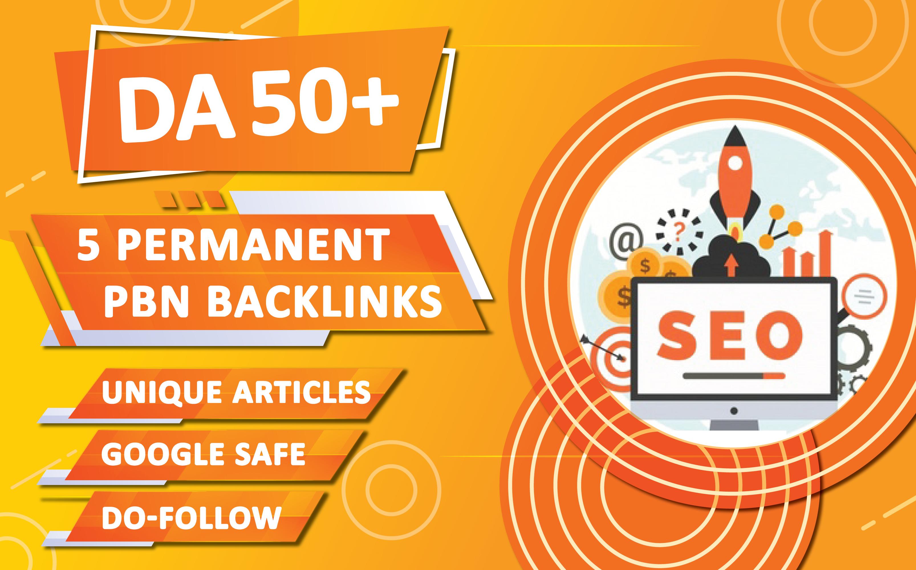 5 Permanent PBN backlinks DA 50+