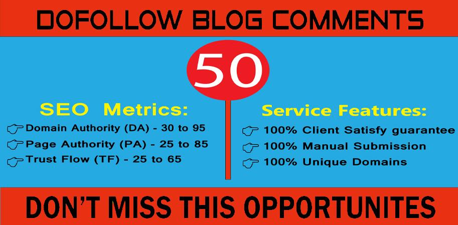 I will manually provide 50 Dofollow Blog Comments on ...