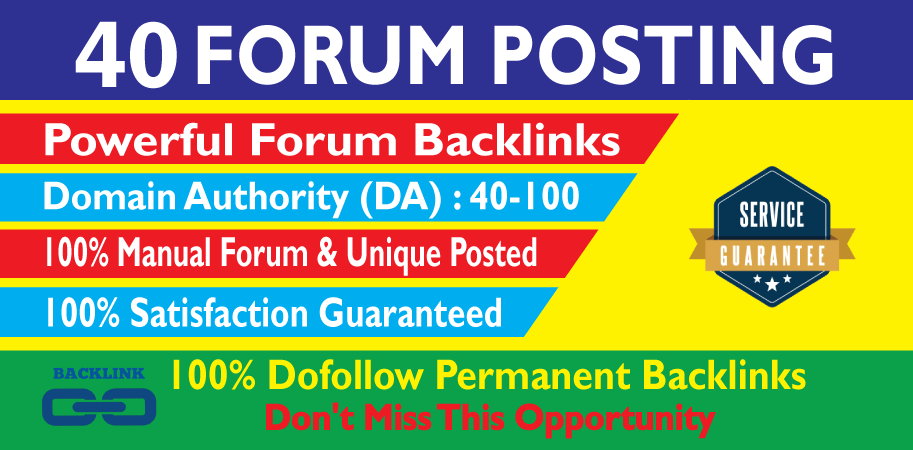 I will provide 40 Forum Posting High Authority SEO Ba...