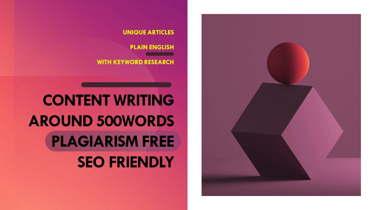 Optimized content writing for your relevant niche 500...