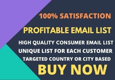 Profitable Consumer Email list- 1000 consumer email d...