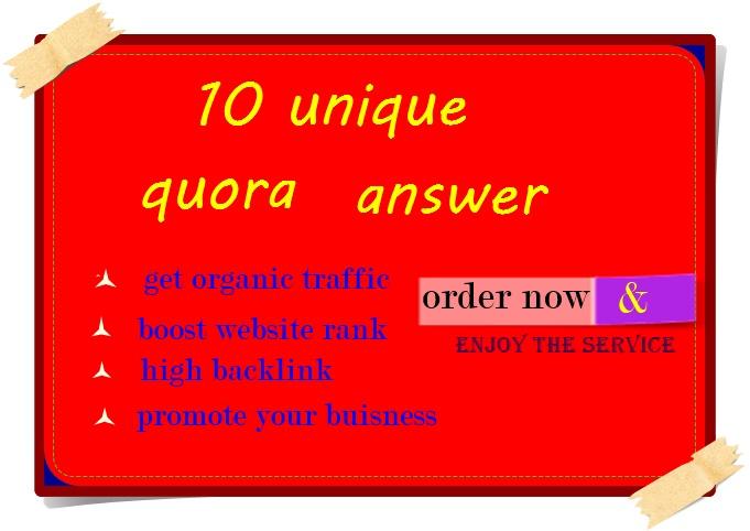 Boost your website by 10 Unique and HQ Quora answer g...