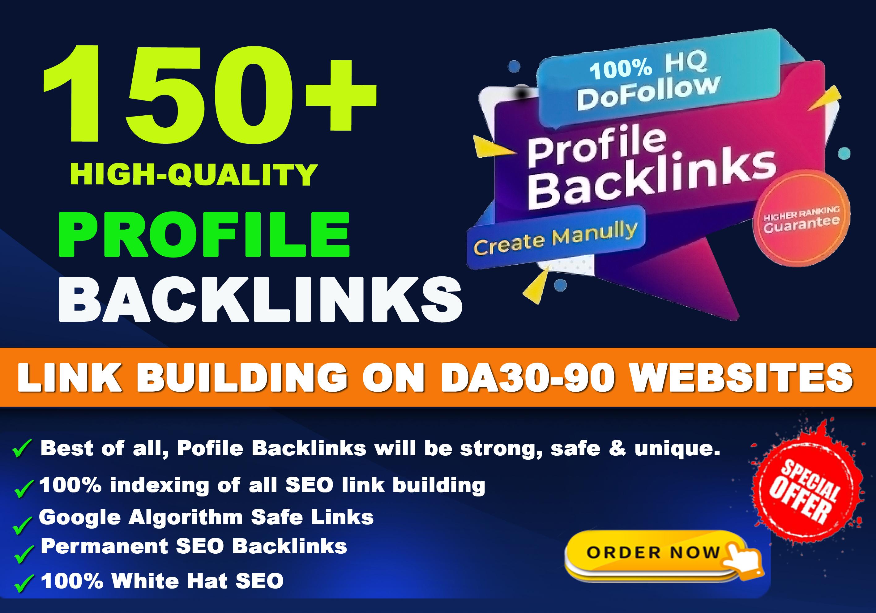 150 HQ profile backlinks high DA PA dofollow permanen...