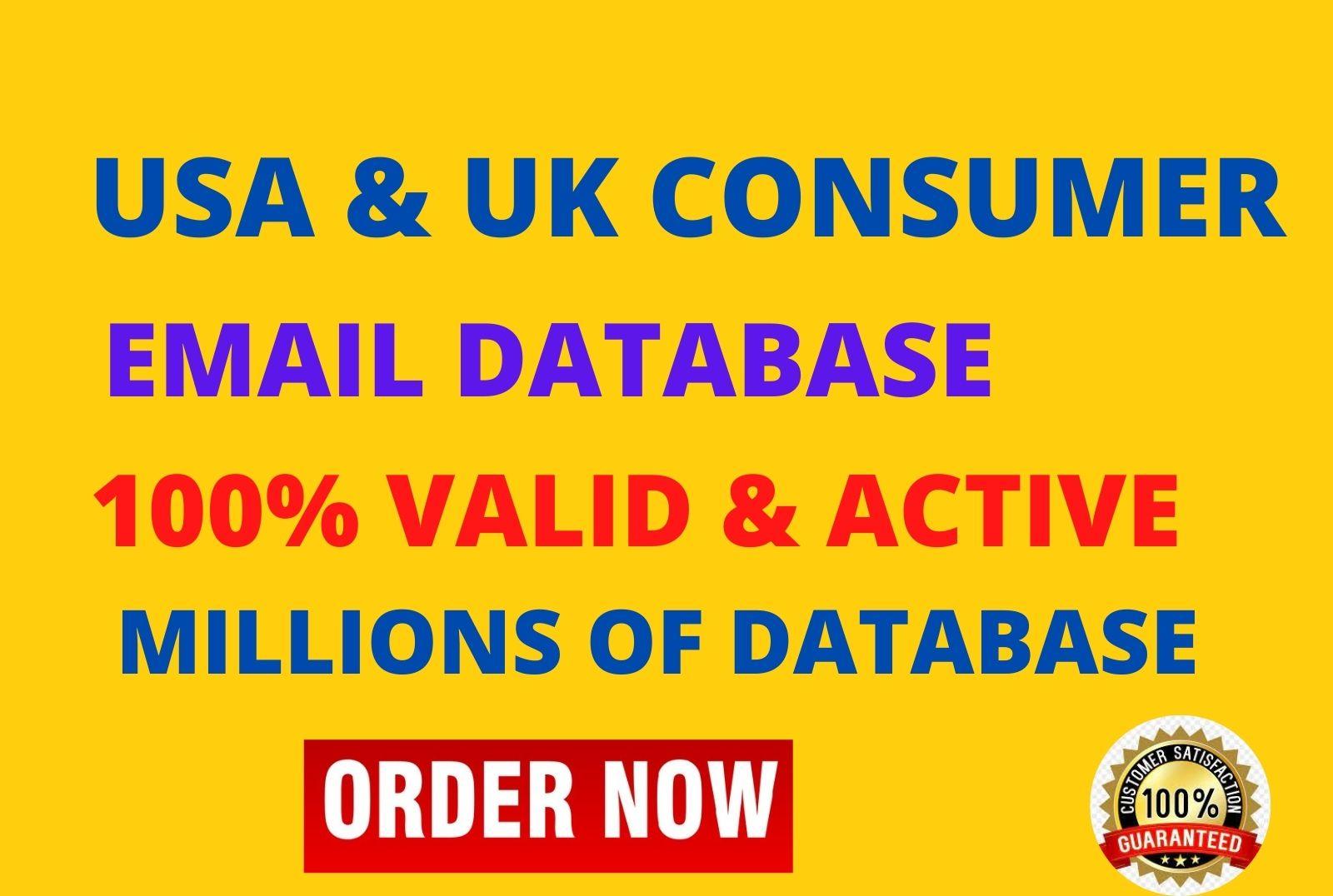 I will give you clean and verified US consumers email...