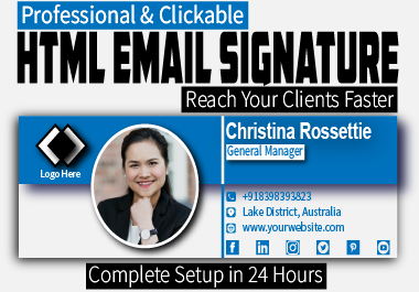 design and install HTML Clickable Email Signature for...