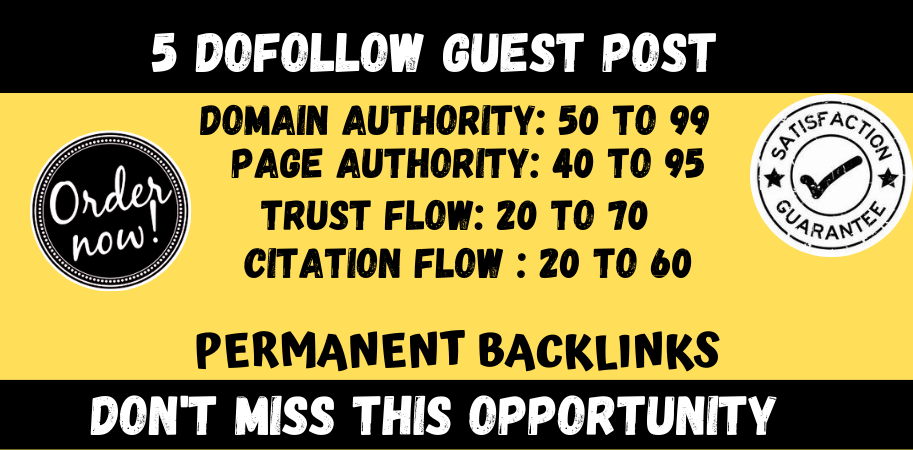 Write And Publish 5 Guest blog Posts On High Authorit...
