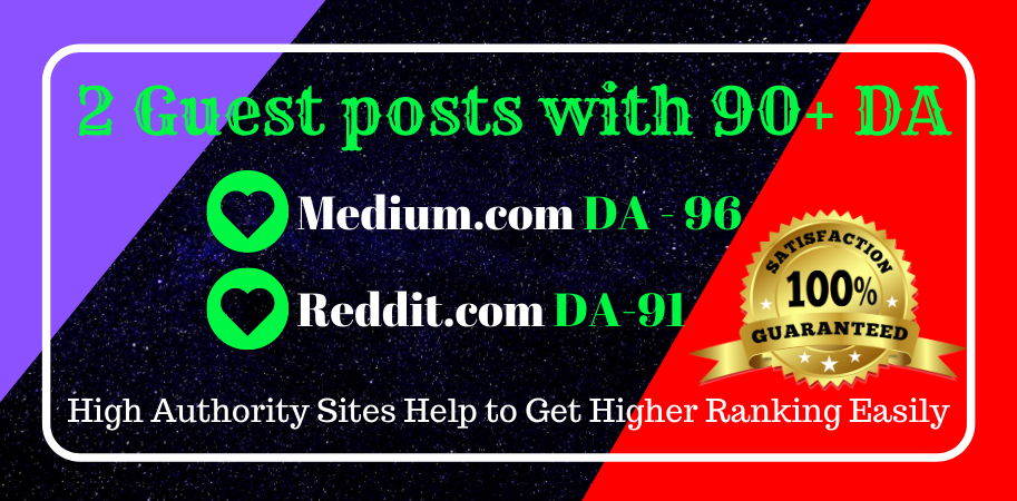 Write and publish 2 Guest post on Reddit and Medium f...