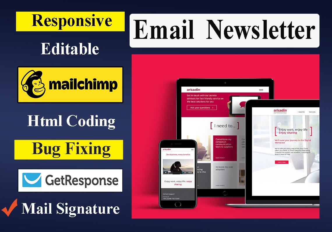 Create responsive, editable email newsletter in HTML...