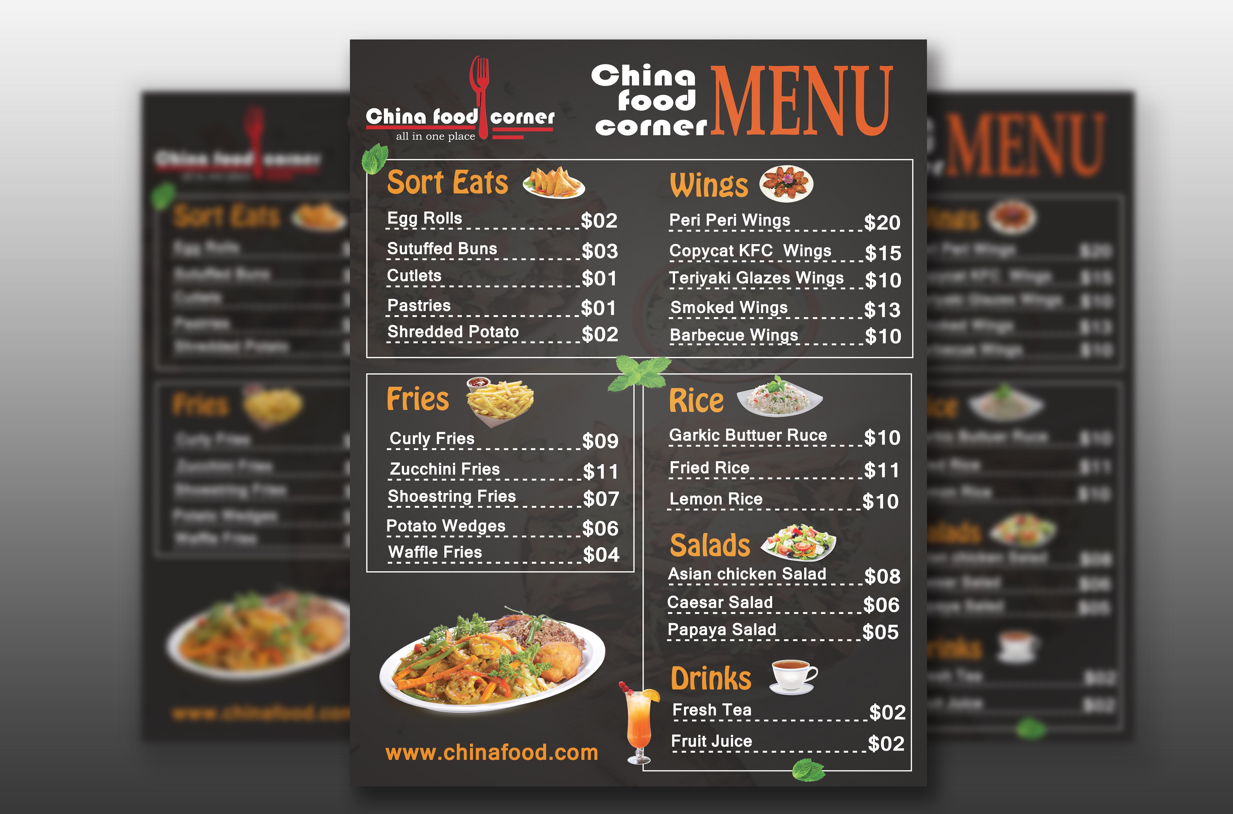 I will design any food menu, food flyer or poster, ...